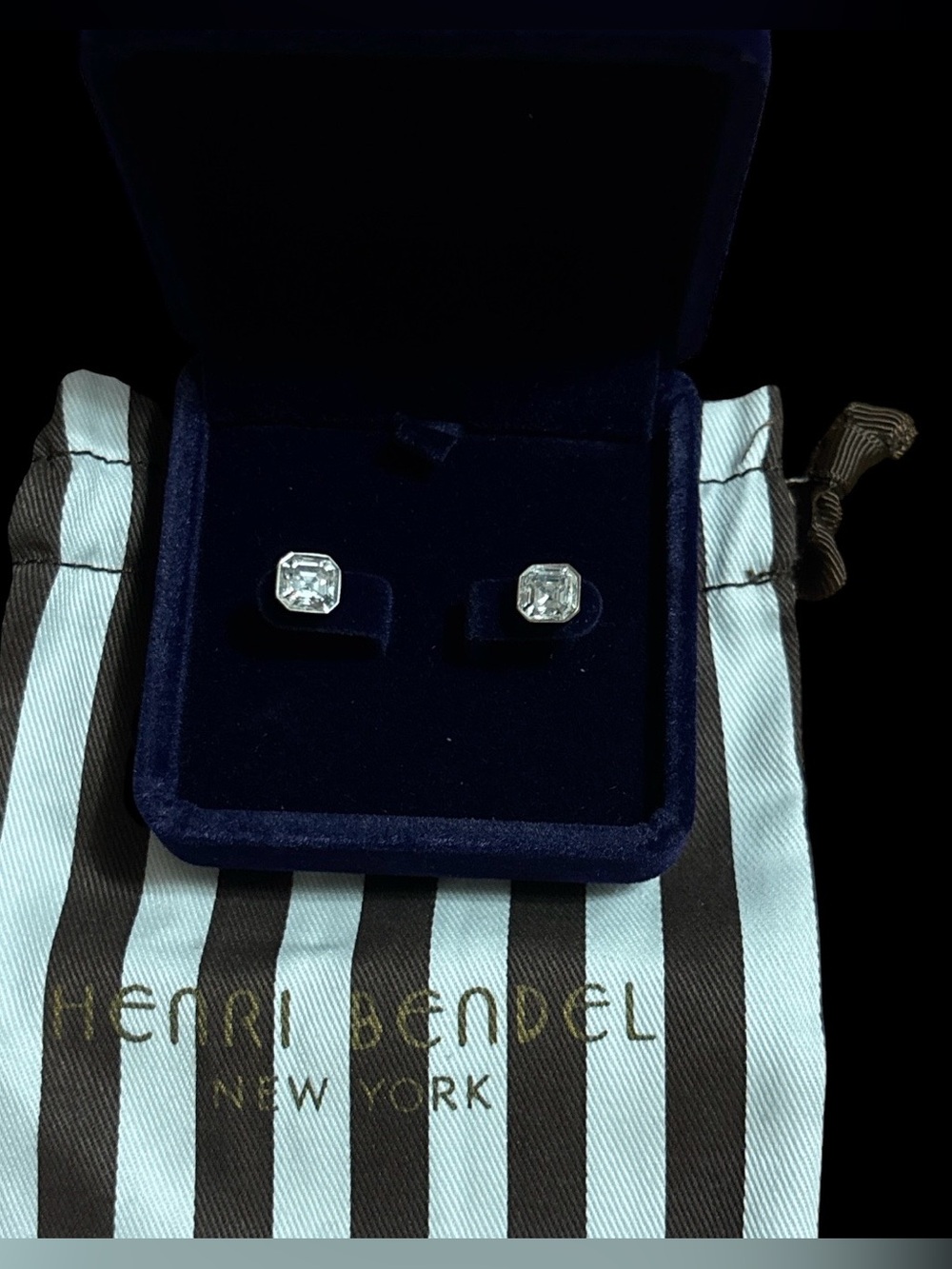 henri bendel Clear Crystal Stud Earrings - Silver